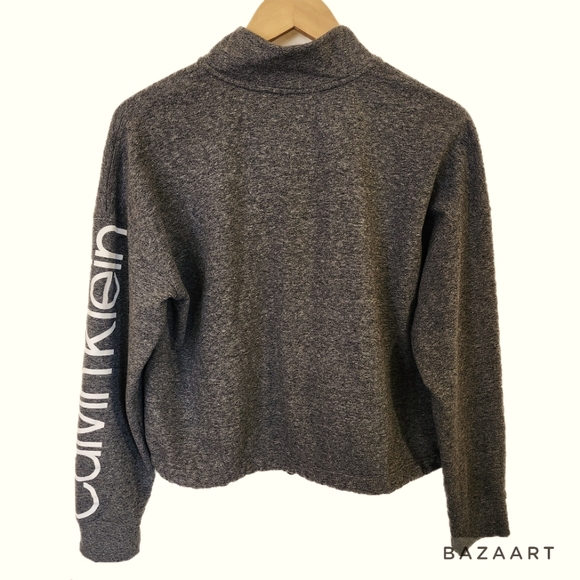 Calvin Klein Quarter Zip Crop Sweatshirt - Picture 2 of 9